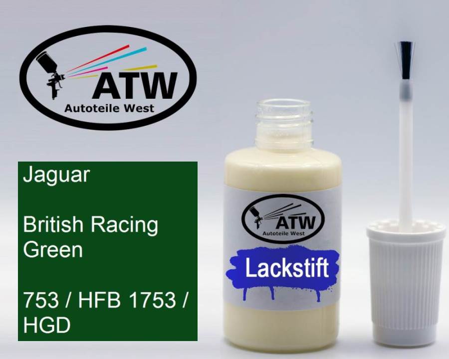 Jaguar, British Racing Green, 753 / HFB 1753 / HGD: 20ml Lackstift, von ATW Autoteile West.